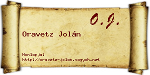 Oravetz Jolán névjegykártya